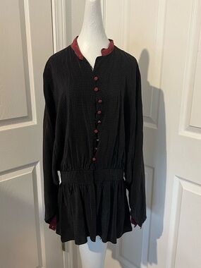 Silk dress shirt, wide sleeves and snatched waist